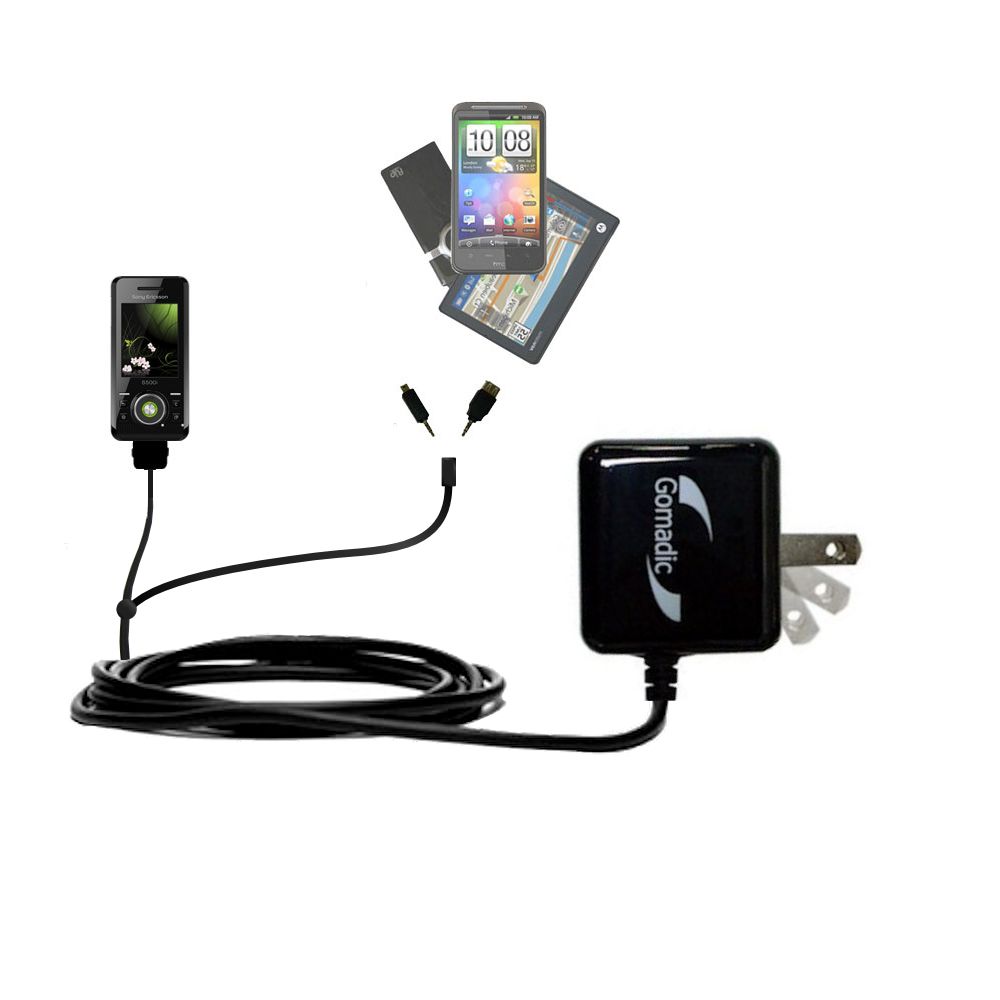 Double Wall Home Charger with tips including compatible with the Sony Ericsson S500c