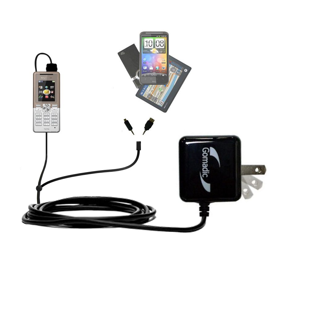 Double Wall Home Charger with tips including compatible with the Sony Ericsson T270