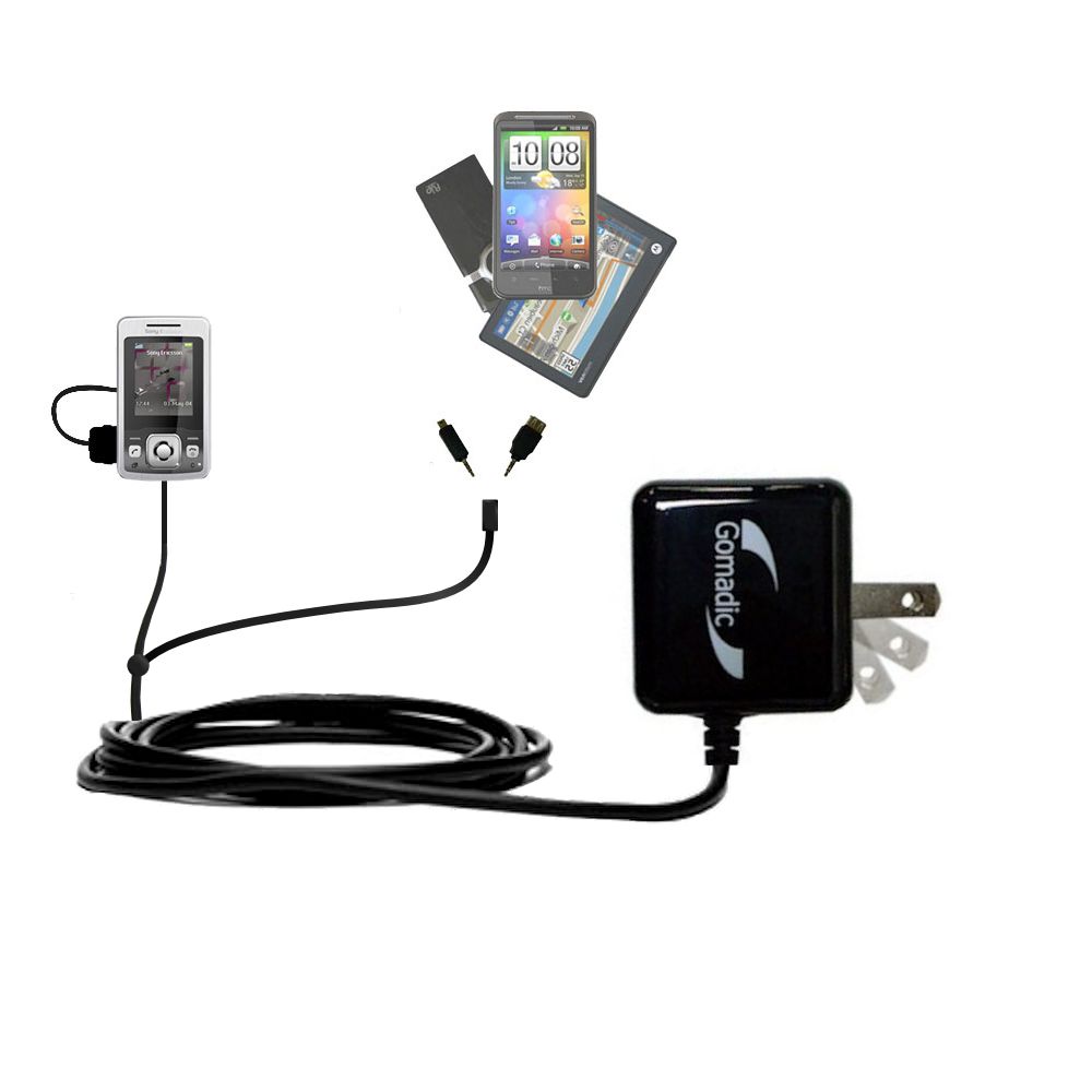 Double Wall Home Charger with tips including compatible with the Sony Ericsson T303