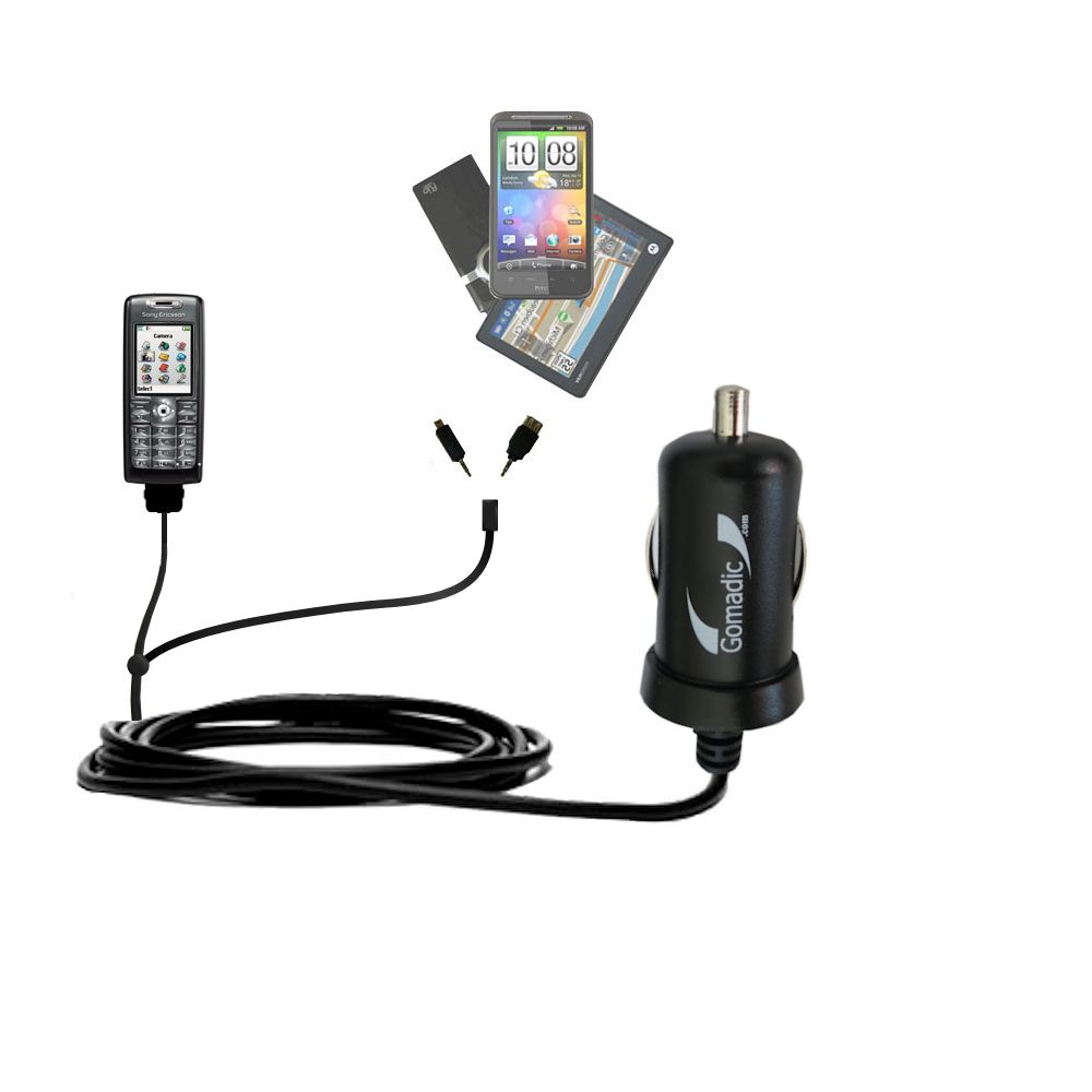 mini Double Car Charger with tips including compatible with the Sony Ericsson T630