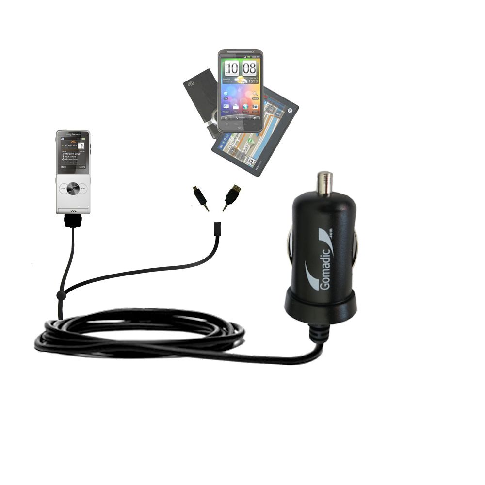 mini Double Car Charger with tips including compatible with the Sony Ericsson W350a