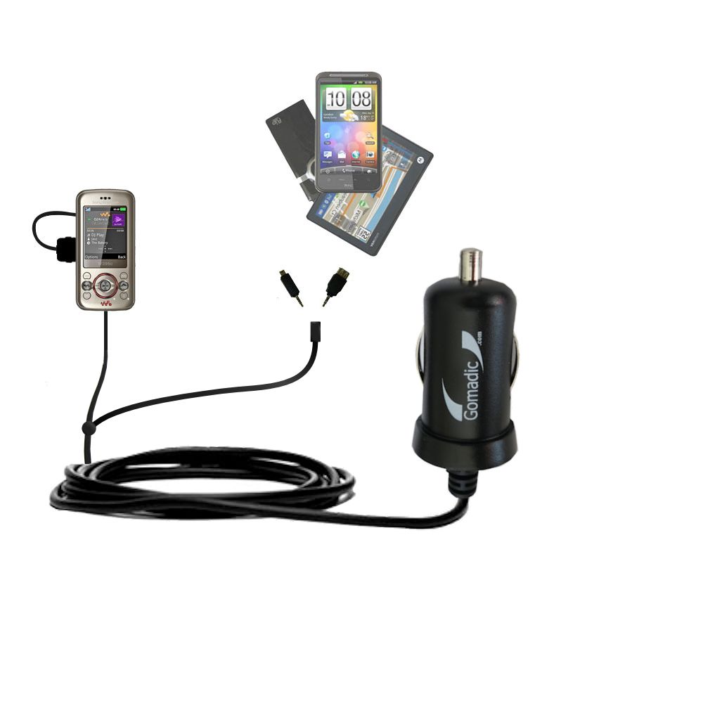 mini Double Car Charger with tips including compatible with the Sony Ericsson W395