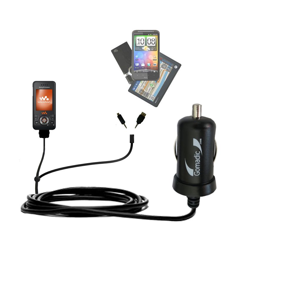 mini Double Car Charger with tips including compatible with the Sony Ericsson W580c