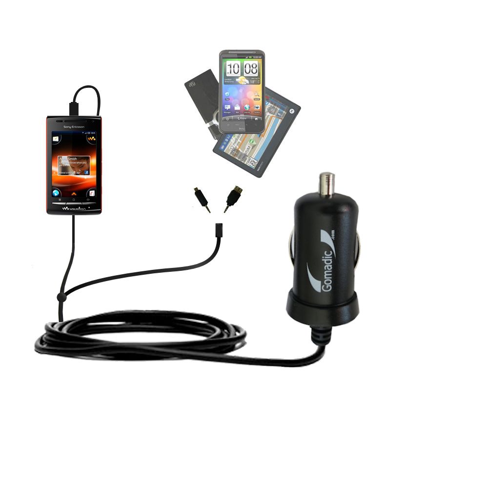 mini Double Car Charger with tips including compatible with the Sony Ericsson W8 Walkman