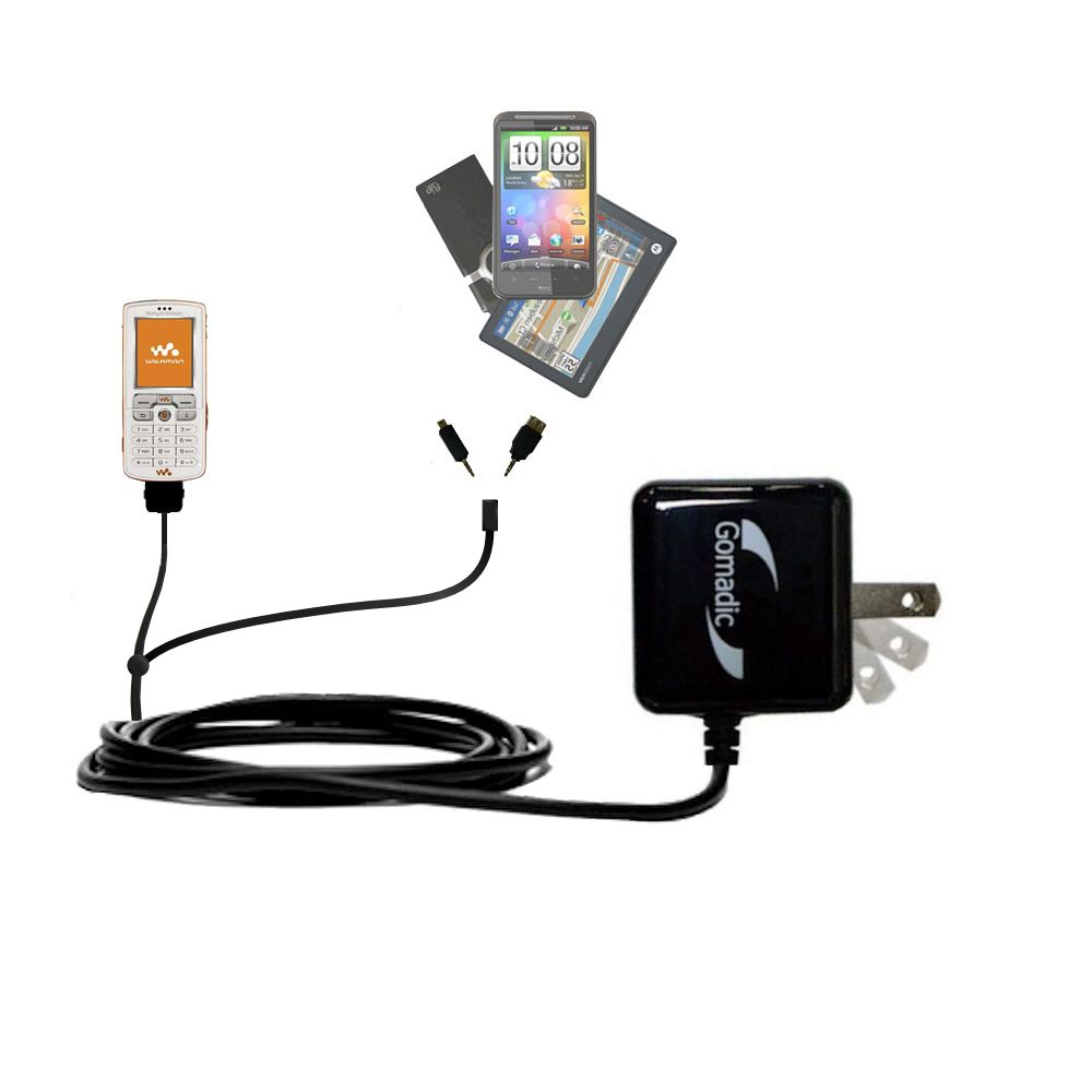 Double Wall Home Charger with tips including compatible with the Sony Ericsson W800 / W800i