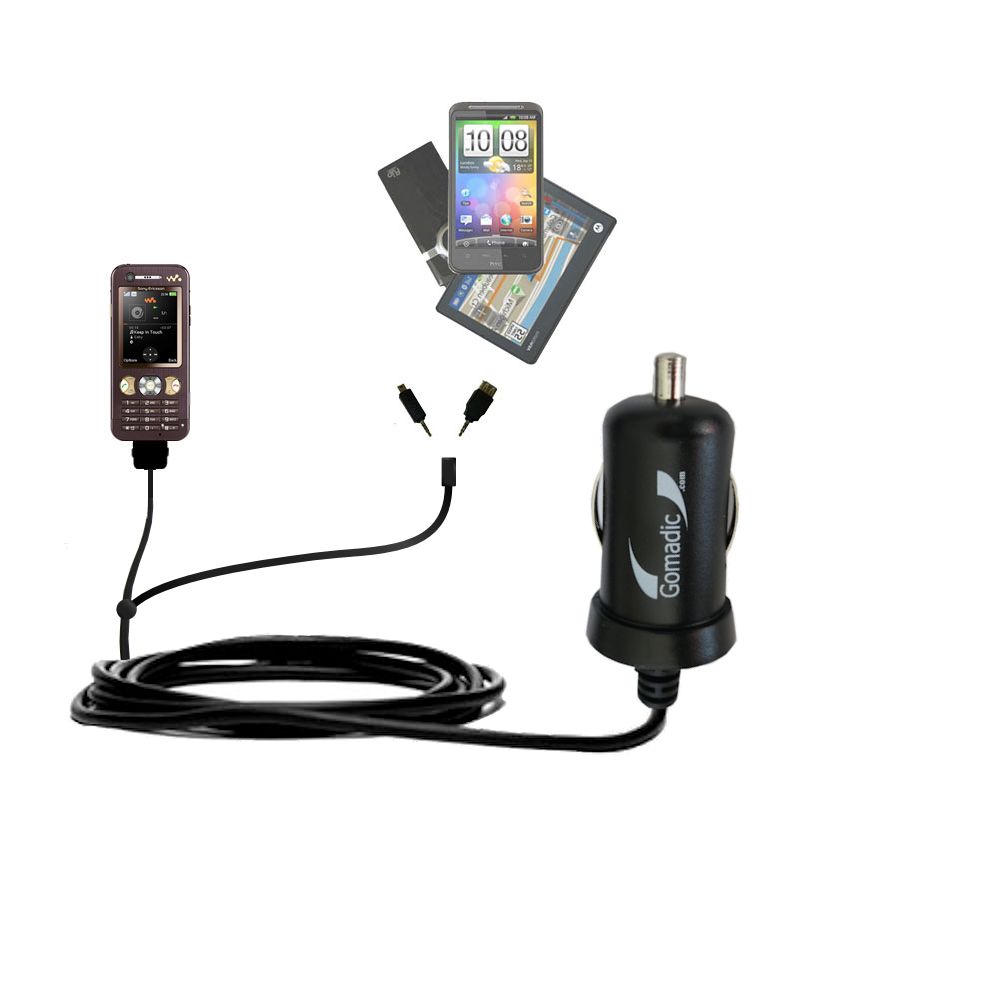 mini Double Car Charger with tips including compatible with the Sony Ericsson w890c