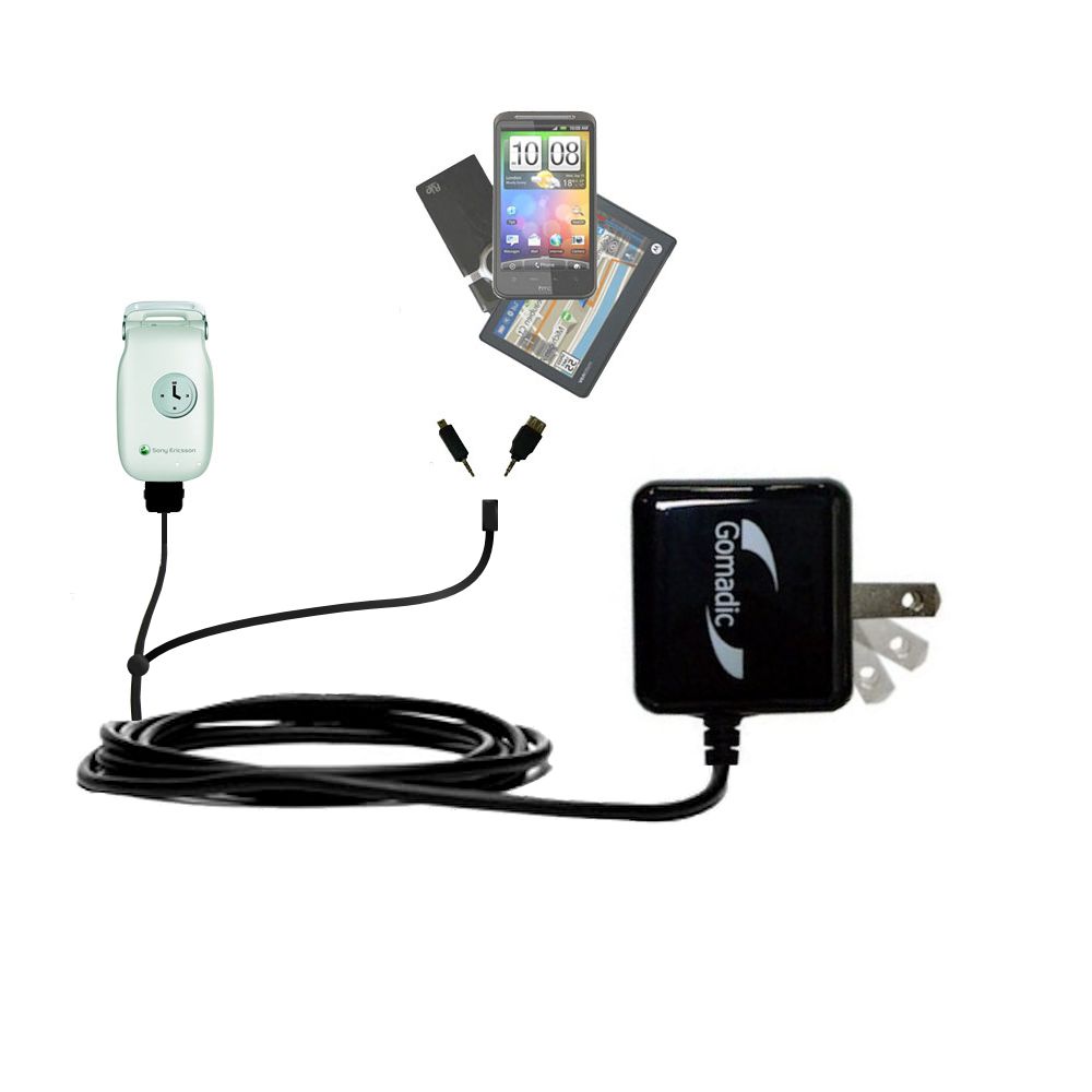 Double Wall Home Charger with tips including compatible with the Sony Ericsson Z200