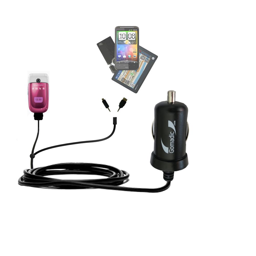 mini Double Car Charger with tips including compatible with the Sony Ericsson z310a