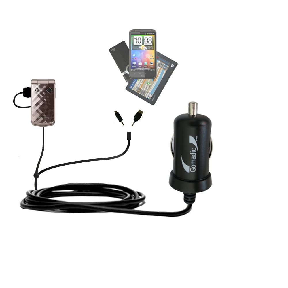 mini Double Car Charger with tips including compatible with the Sony Ericsson Z555