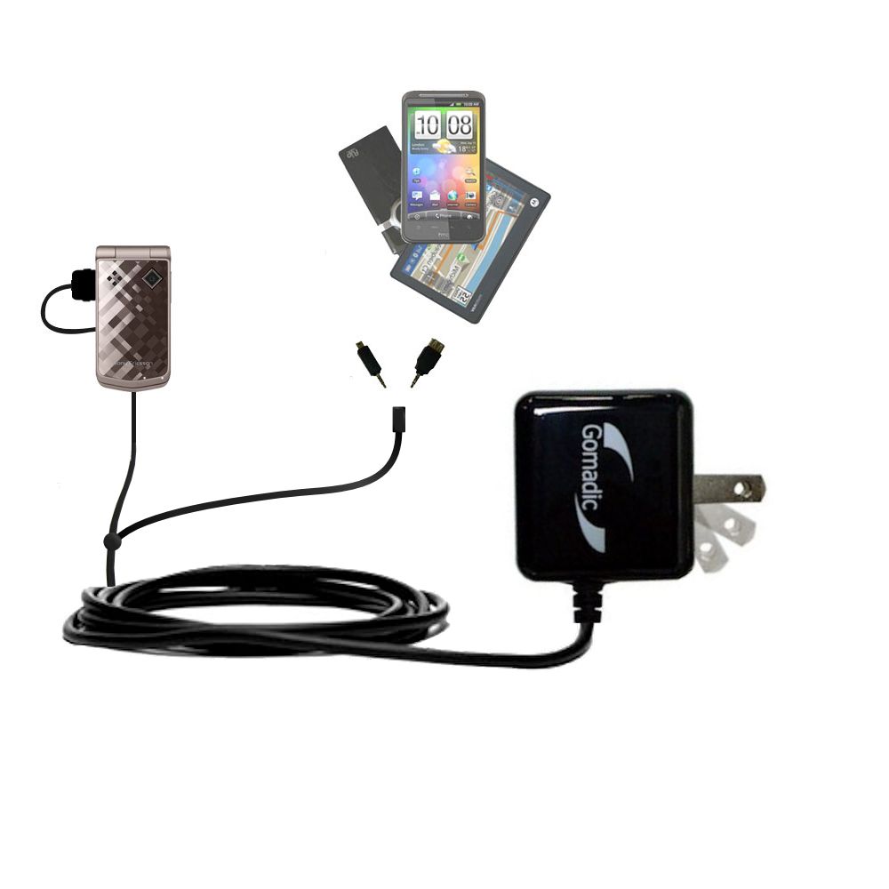 Double Wall Home Charger with tips including compatible with the Sony Ericsson Z555