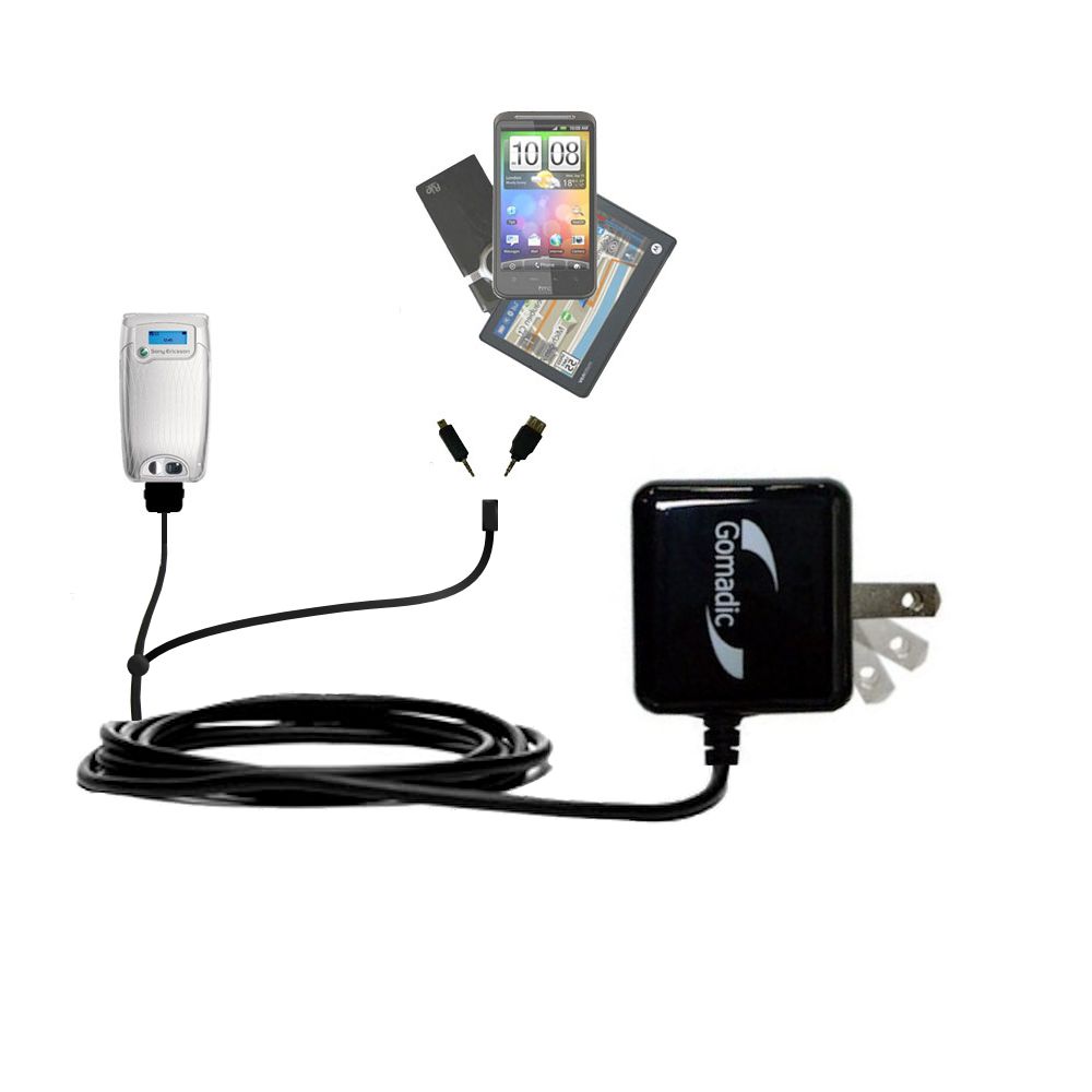 Double Wall Home Charger with tips including compatible with the Sony Ericsson Z600
