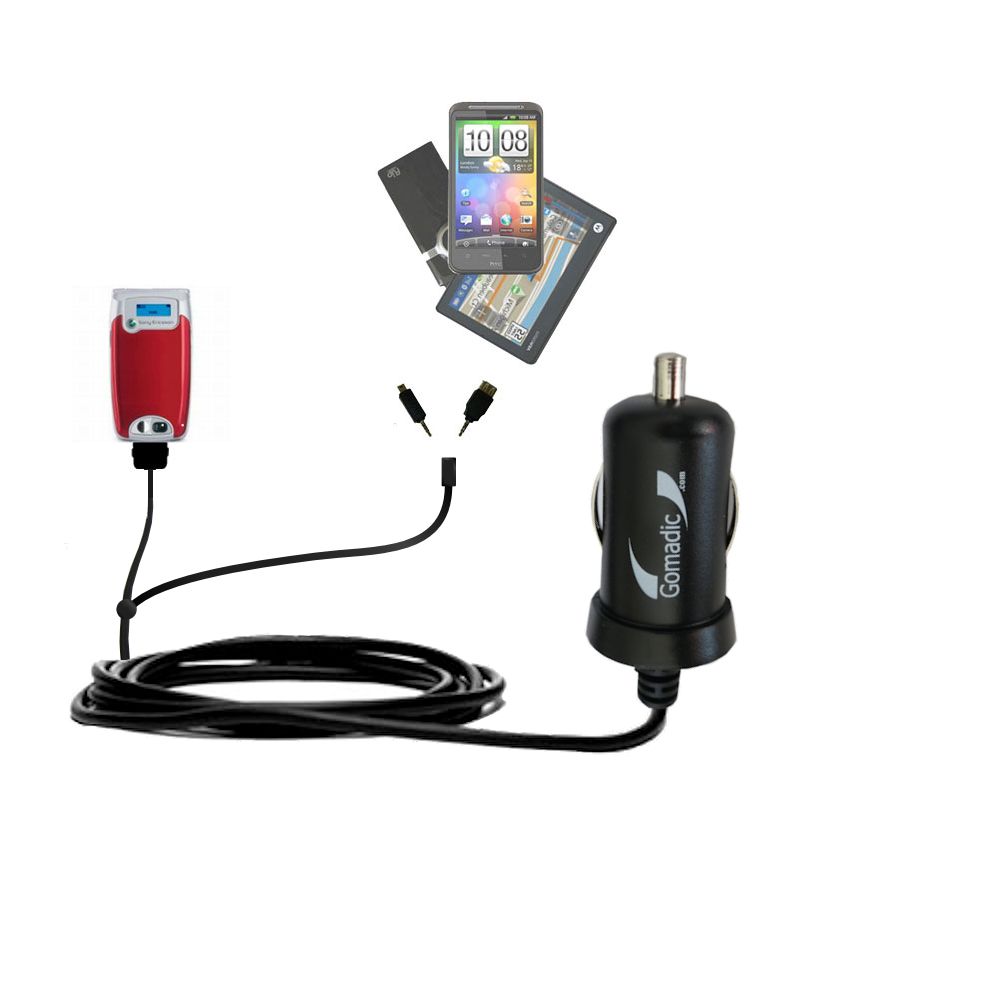 mini Double Car Charger with tips including compatible with the Sony Ericsson Z608