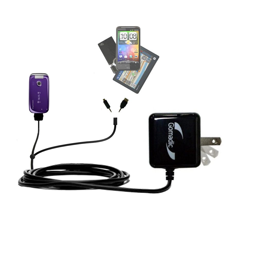 Double Wall Home Charger with tips including compatible with the Sony Ericsson Z750