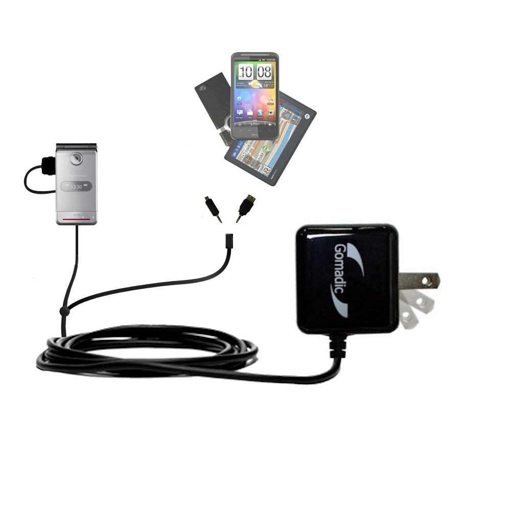 Double Wall Home Charger with tips including compatible with the Sony Ericsson Z770
