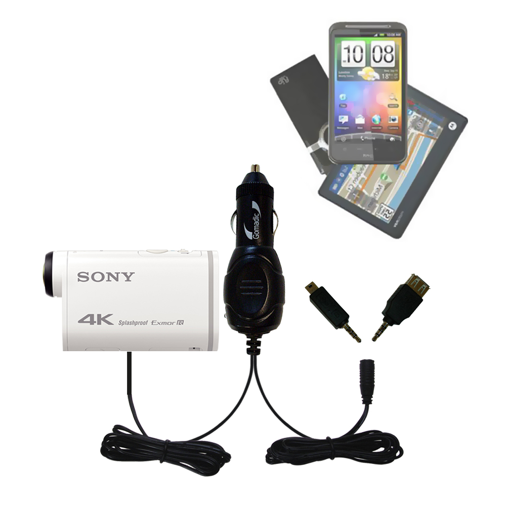 mini Double Car Charger with tips including compatible with the Sony FDR-X1000