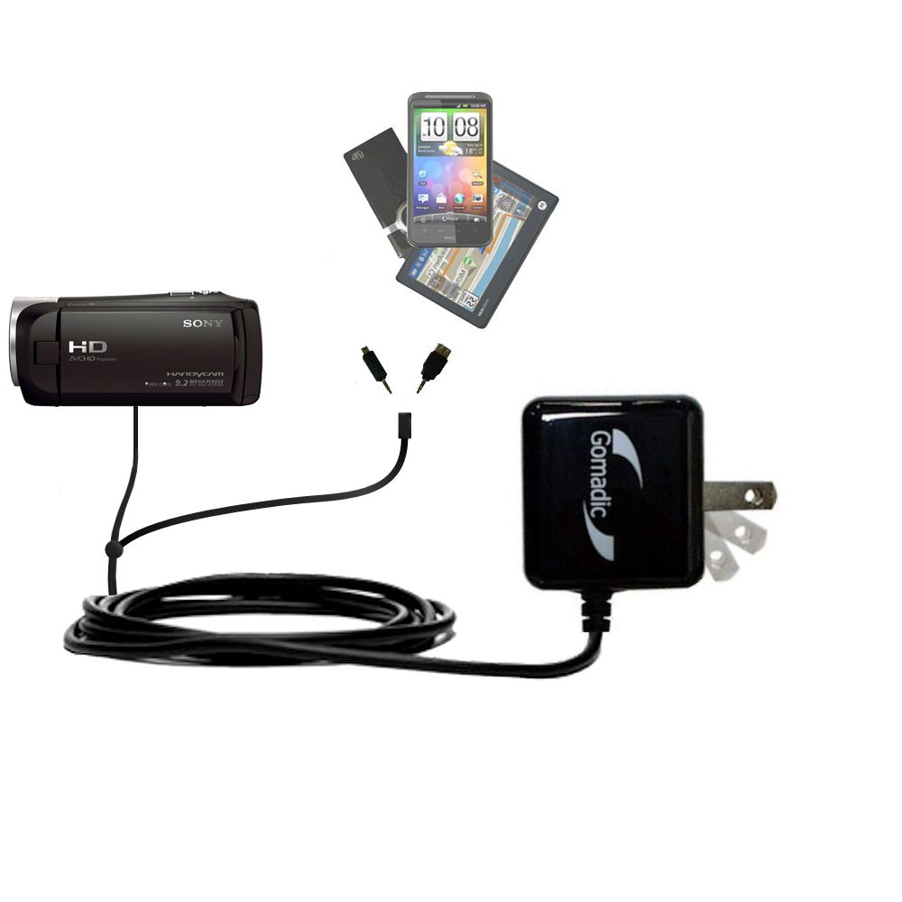 Double Wall Home Charger with tips including compatible with the Sony HDR-CX240