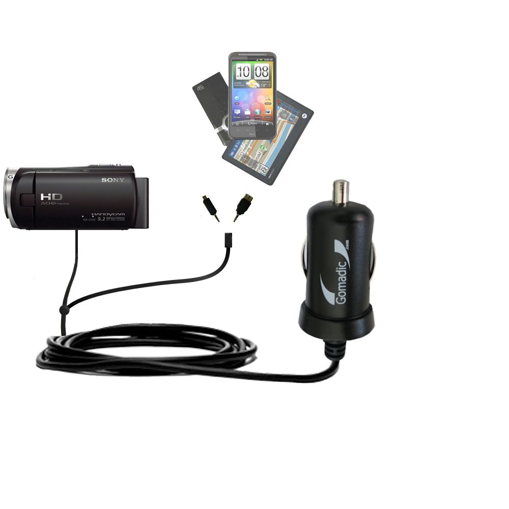 mini Double Car Charger with tips including compatible with the Sony HDR-CX330