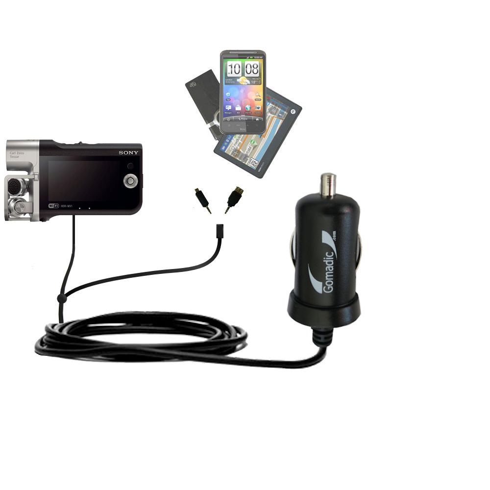 mini Double Car Charger with tips including compatible with the Sony HDR-MV1