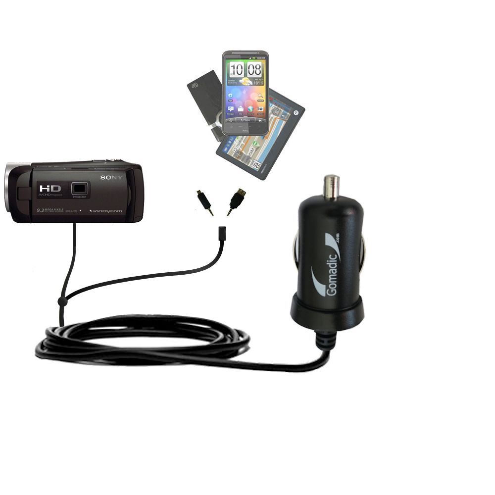 mini Double Car Charger with tips including compatible with the Sony HDR-PJ275