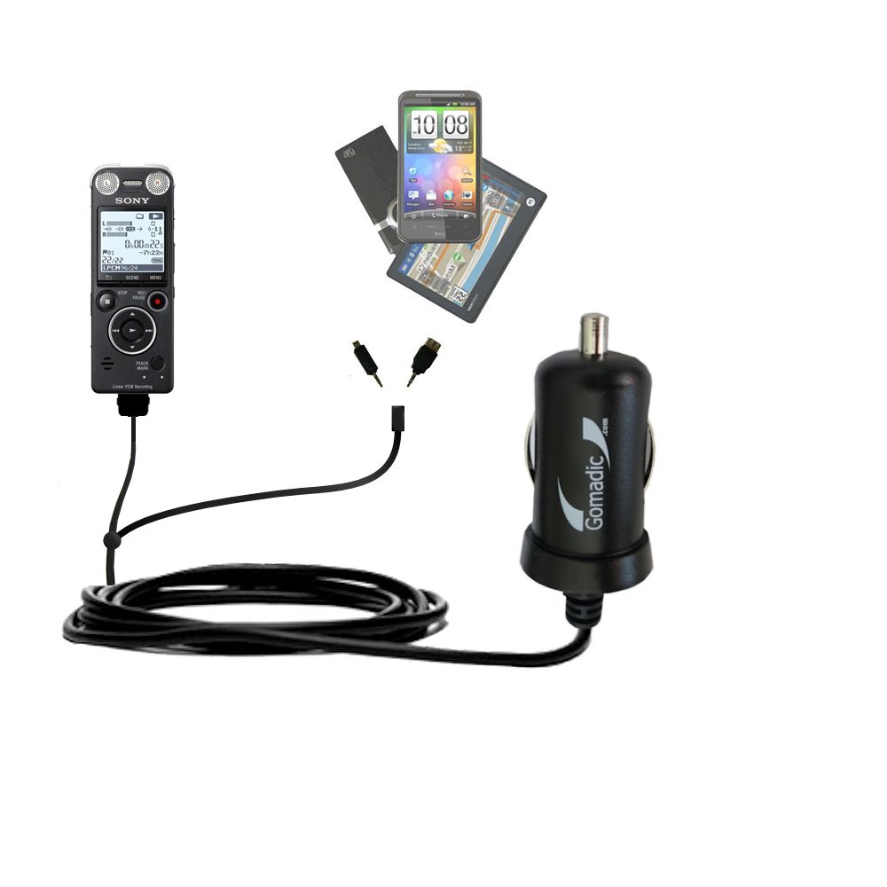 mini Double Car Charger with tips including compatible with the Sony ICD-SX1000