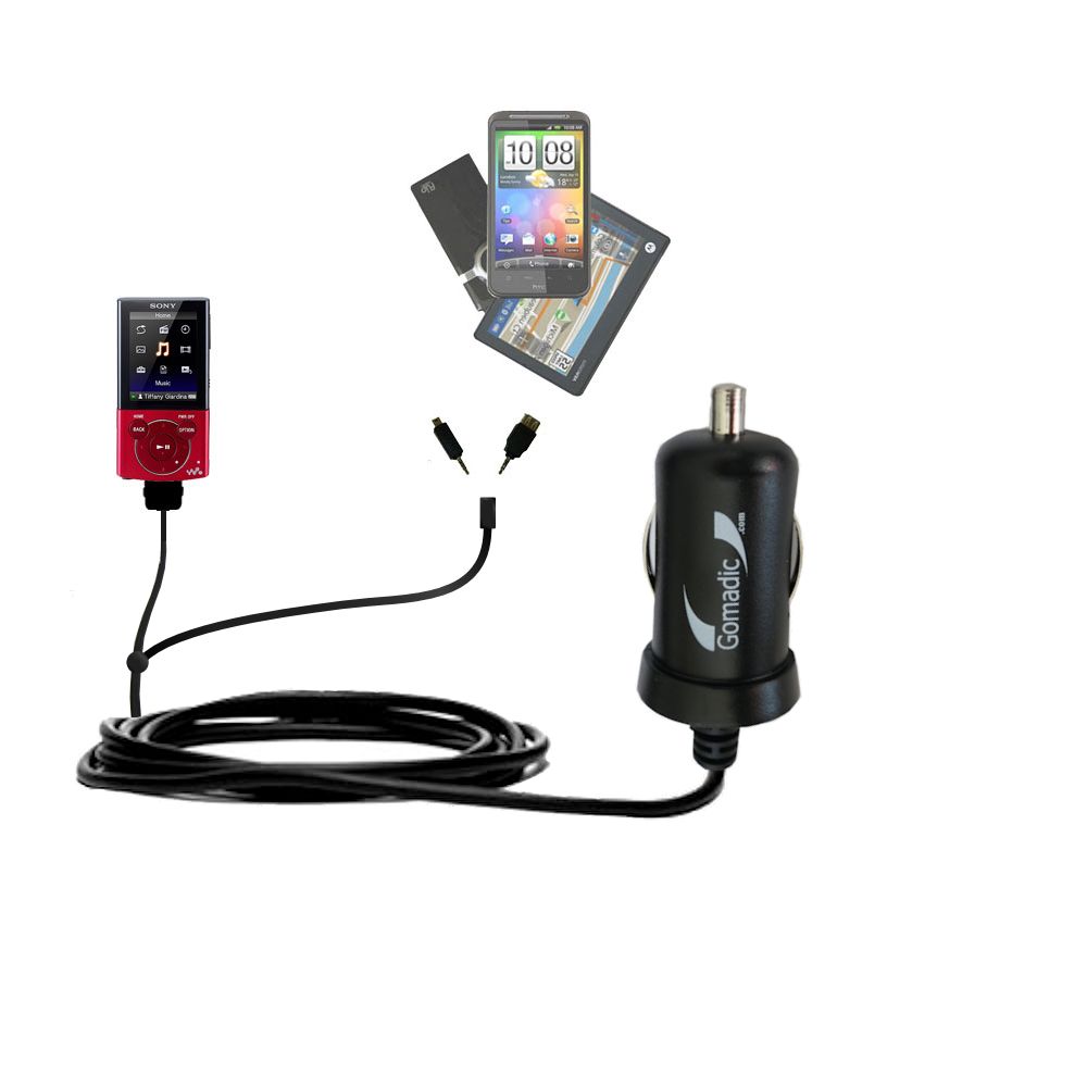 mini Double Car Charger with tips including compatible with the Sony NWZ-E344