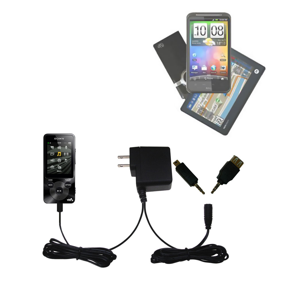 Double Wall Home Charger with tips including compatible with the Sony NWZ-E380