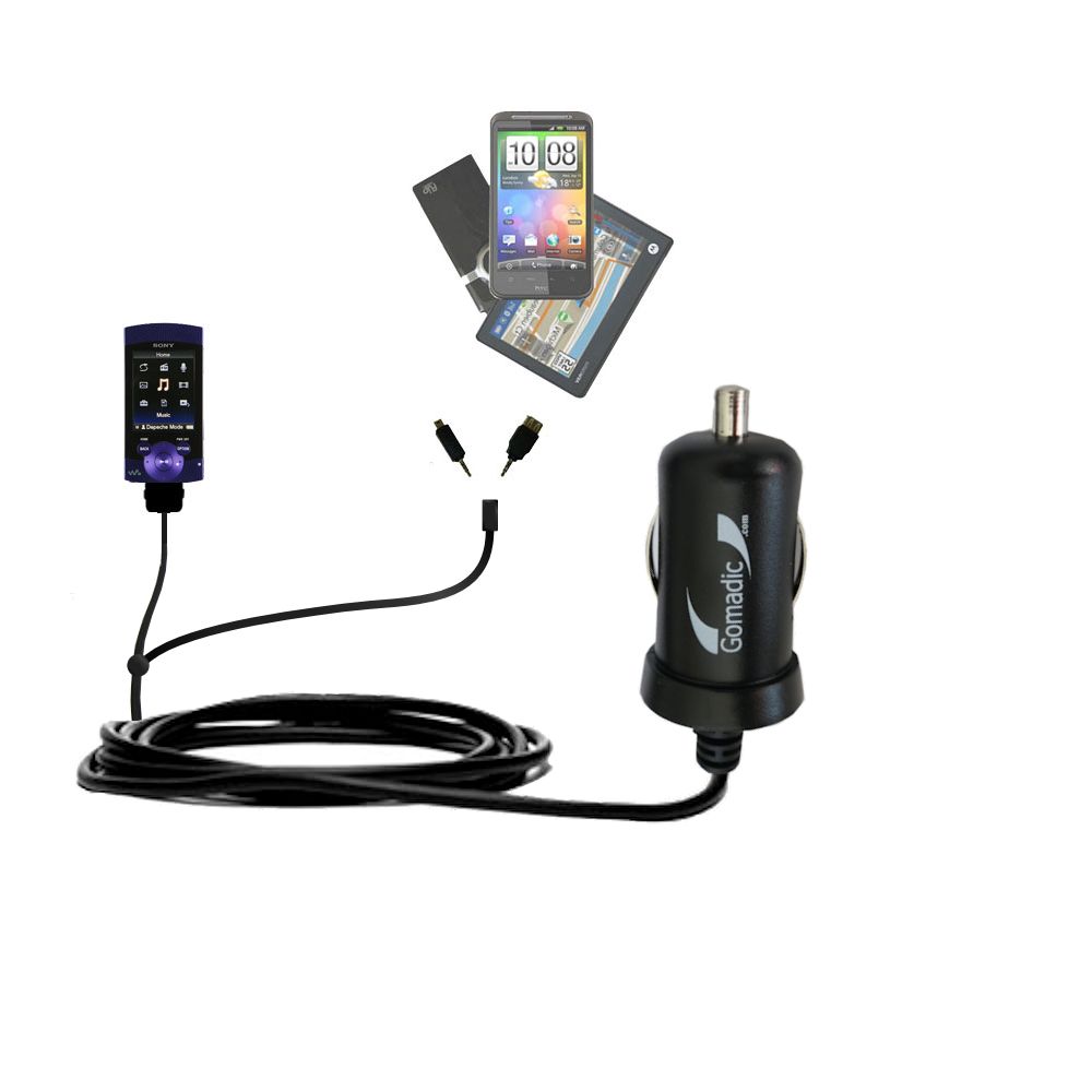 mini Double Car Charger with tips including compatible with the Sony NWZ-S544