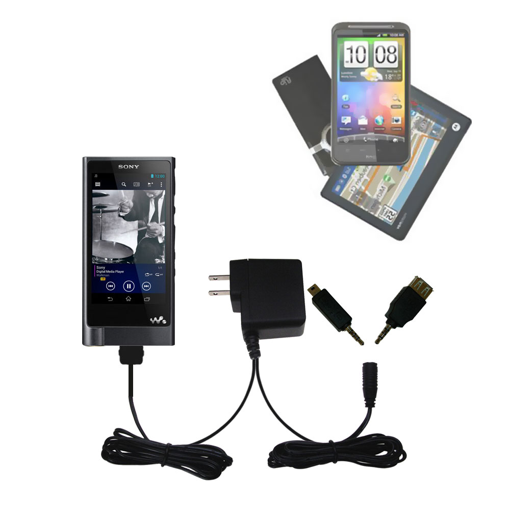 Double Wall Home Charger with tips including compatible with the Sony NWZ-ZX2