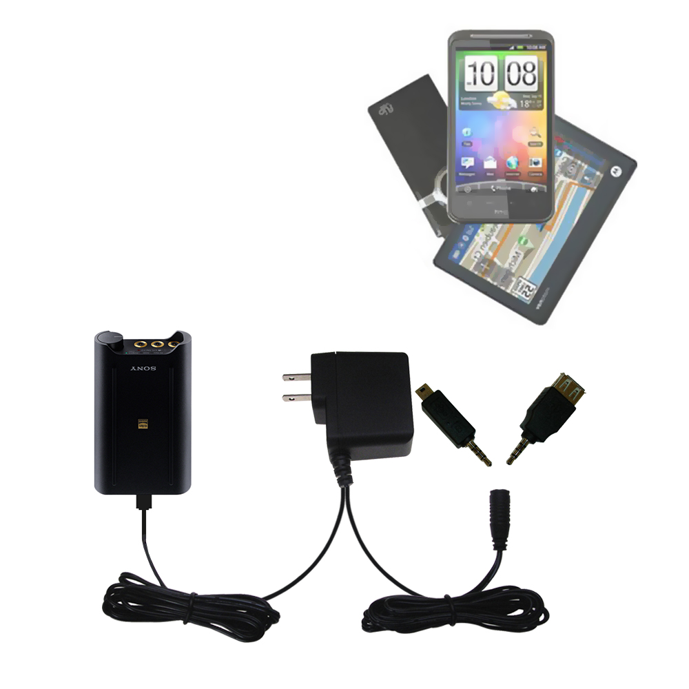 Double Wall Home Charger with tips including compatible with the Sony PHA-3 USB DAC Headphone Amplifier