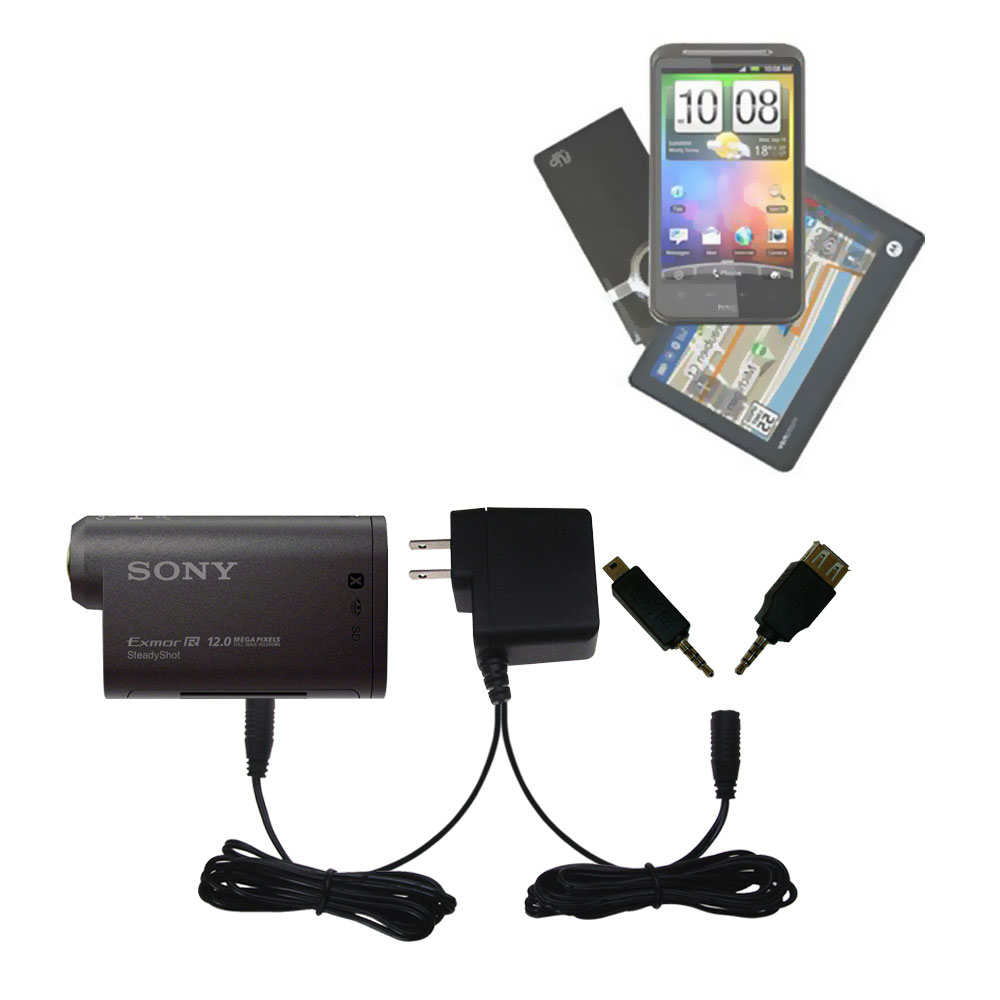 Double Wall Home Charger with tips including compatible with the Sony POV HDR-AS30V
