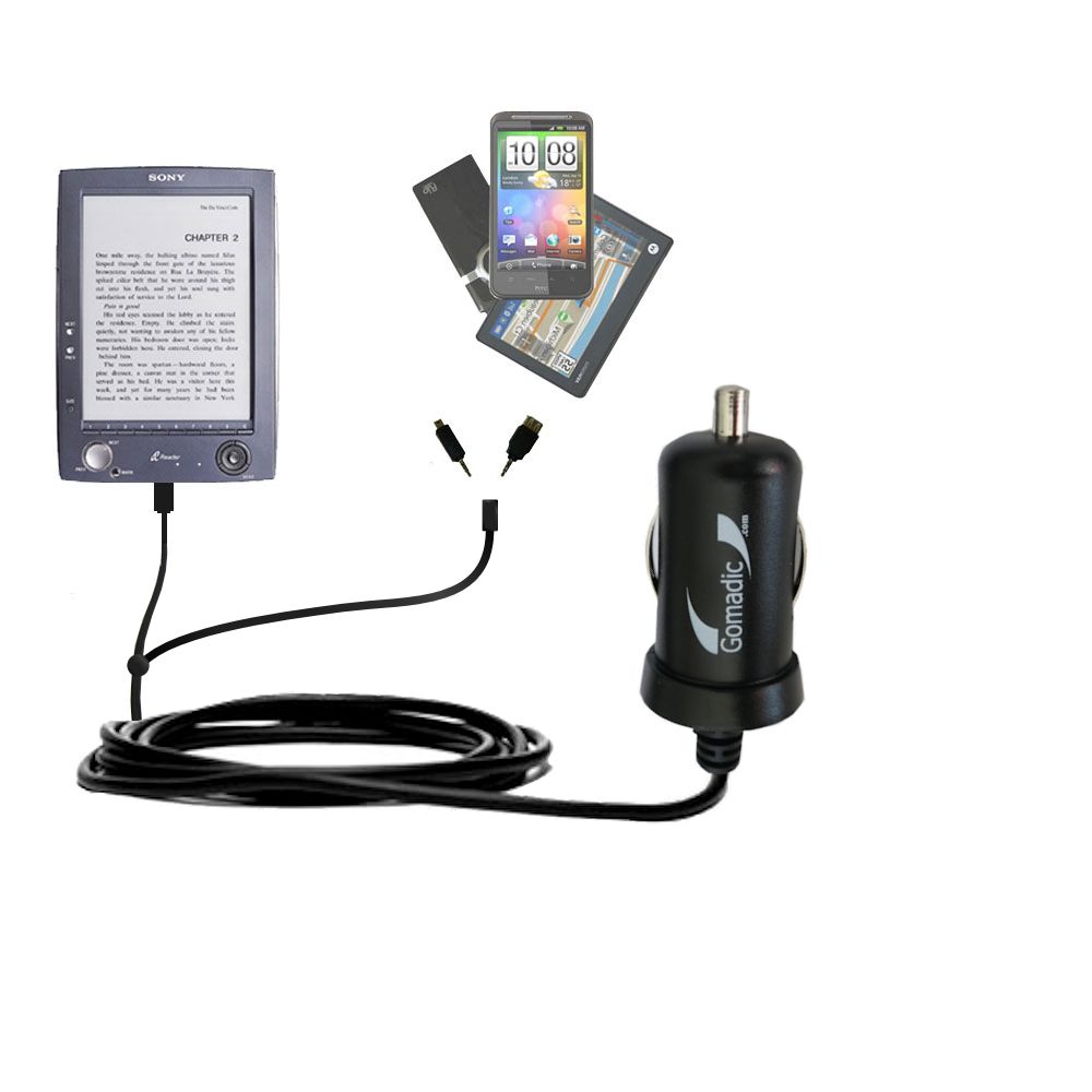 mini Double Car Charger with tips including compatible with the Sony PRS-500 Digital Reader Book