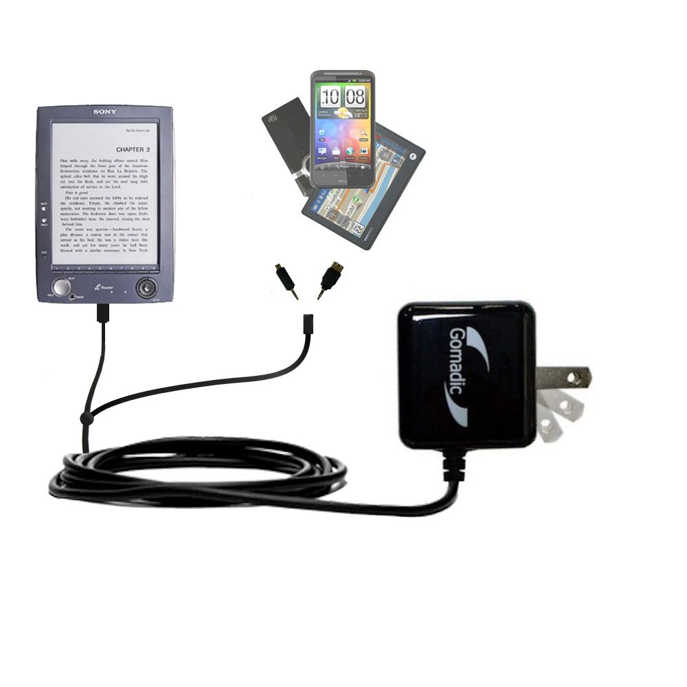 Double Wall Home Charger with tips including compatible with the Sony PRS-500 Digital Reader Book