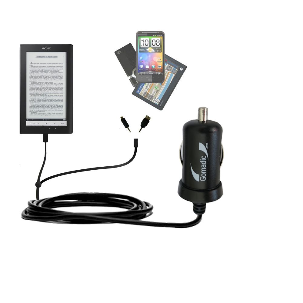 mini Double Car Charger with tips including compatible with the Sony PRS-900 Reader Daily Edition