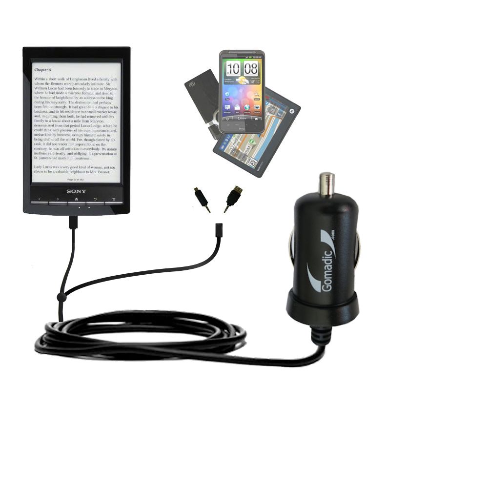 mini Double Car Charger with tips including compatible with the Sony PRS-T1 Reader