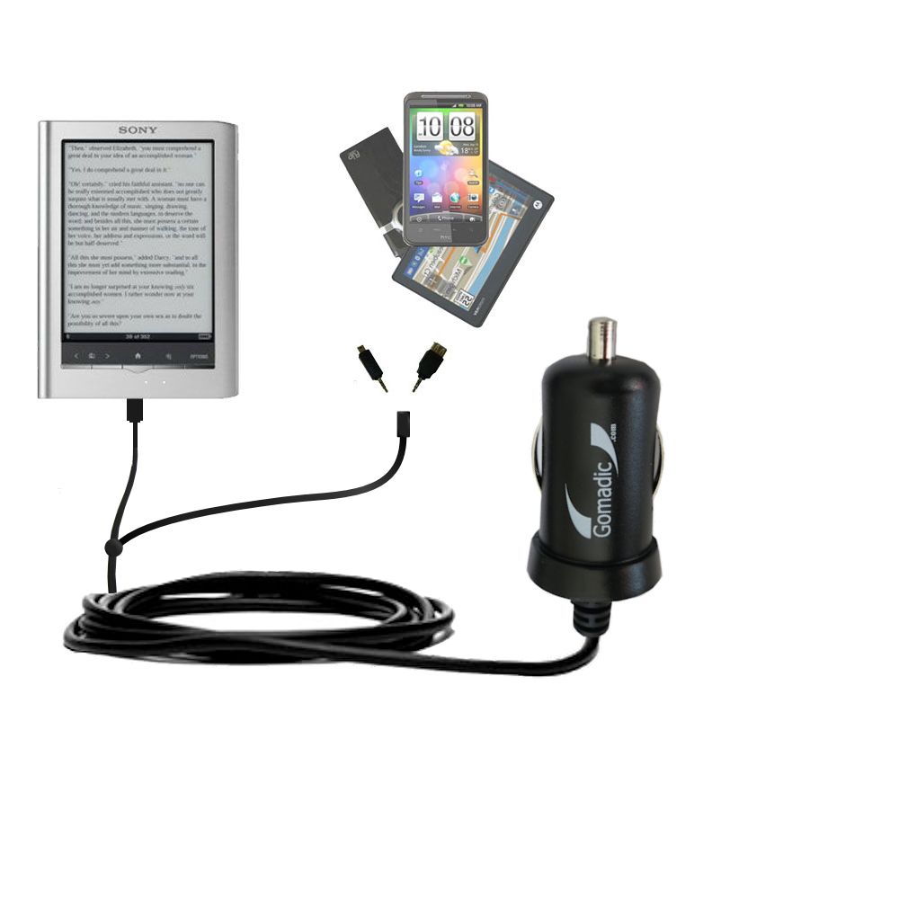 mini Double Car Charger with tips including compatible with the Sony PRS350 Reader Pocket Edition
