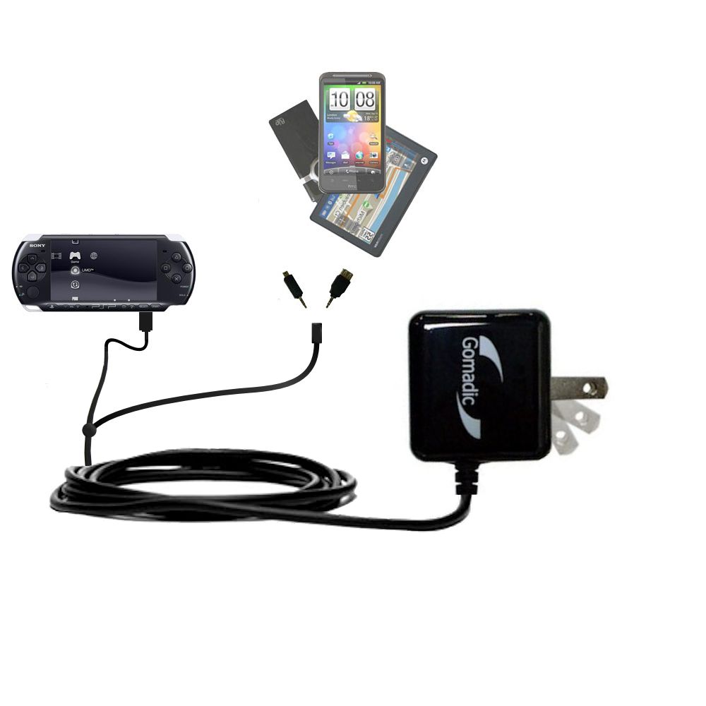 Double Wall Home Charger with tips including compatible with the Sony PSP-1001 Playstation Portable