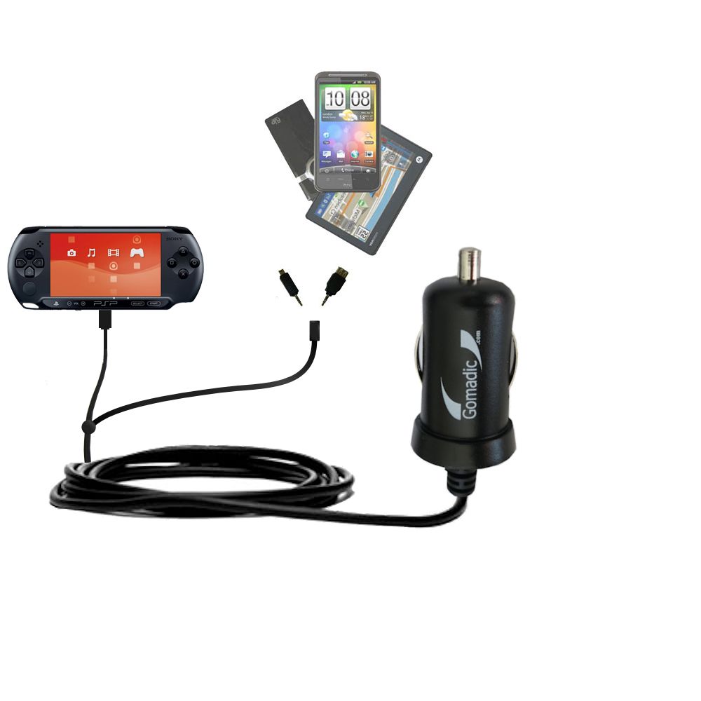 mini Double Car Charger with tips including compatible with the Sony PSP
