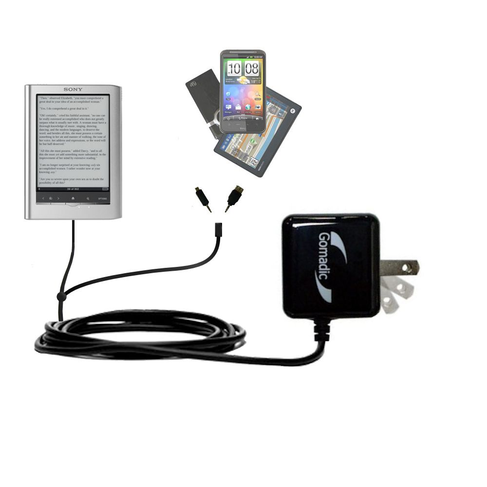 Double Wall Home Charger with tips including compatible with the Sony Reader PRS-505