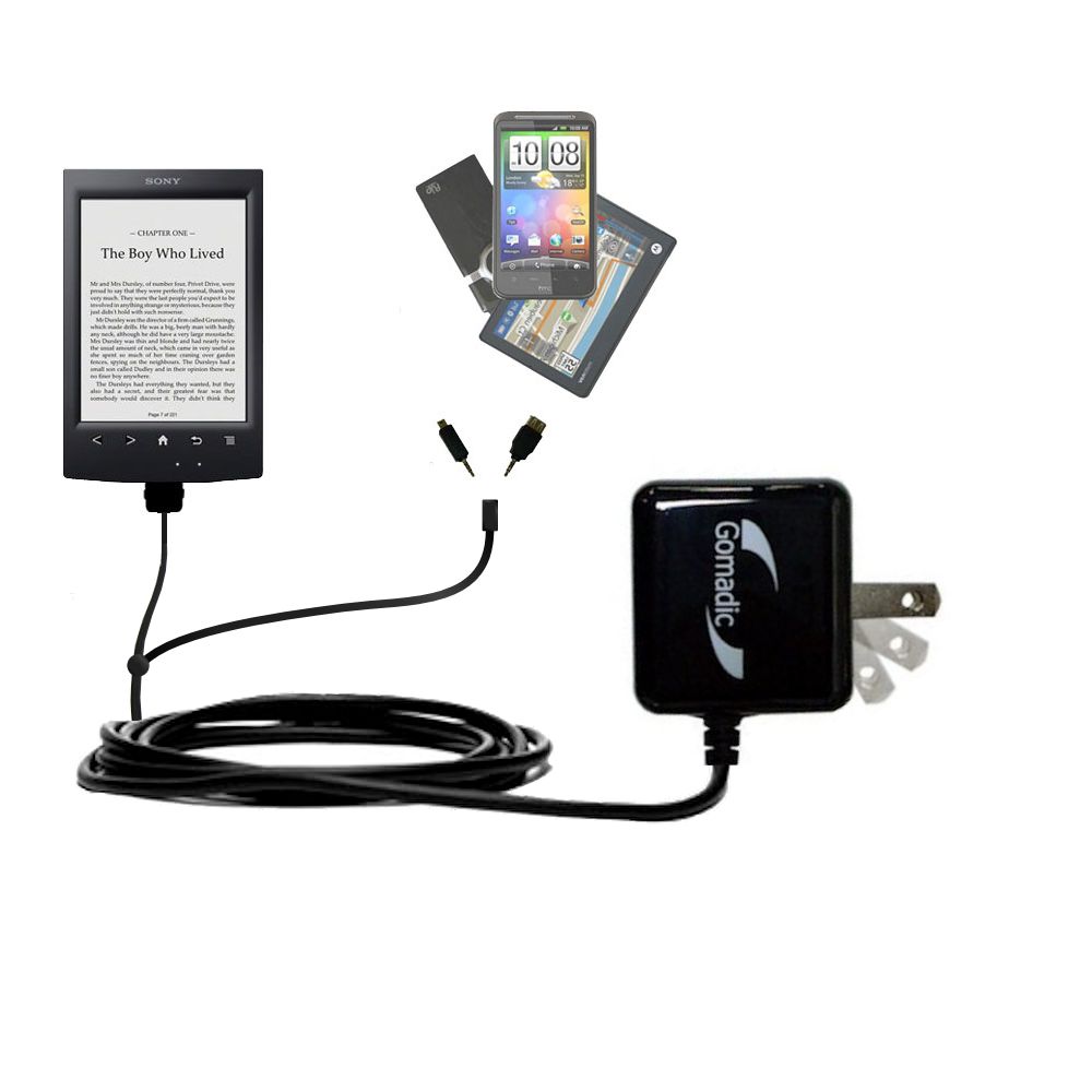 Double Wall Home Charger with tips including compatible with the Sony Reader PRS-T2