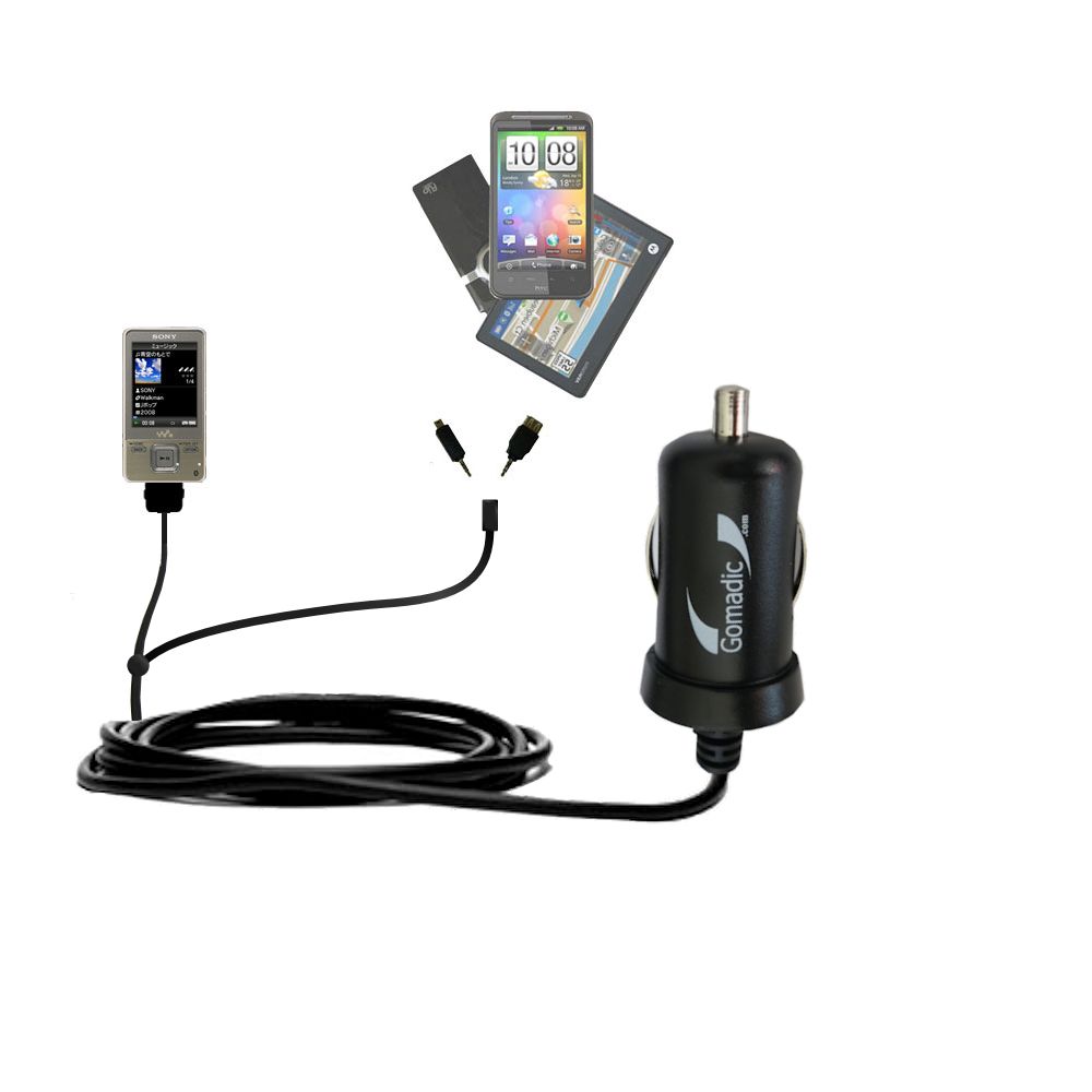 mini Double Car Charger with tips including compatible with the Sony Walkman NW-A820