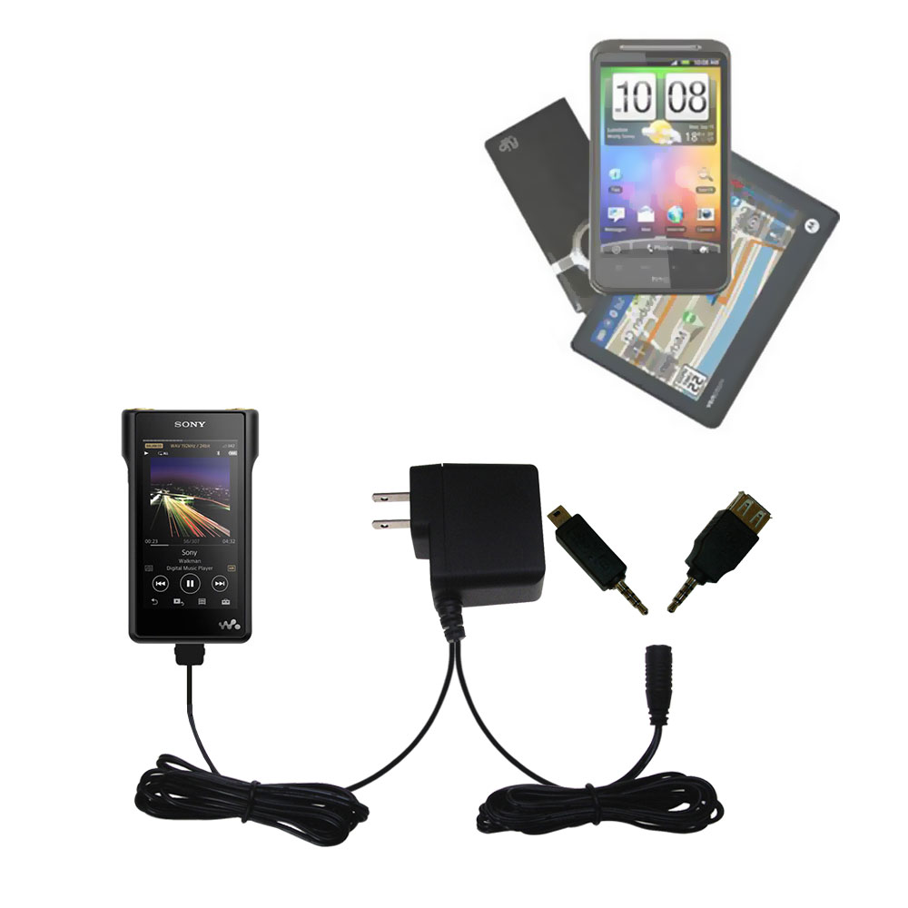 Double Wall Home Charger with tips including compatible with the Sony Walkman NW-WM1A