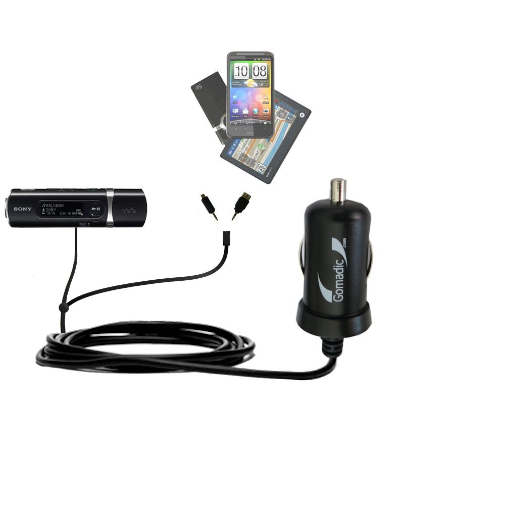 mini Double Car Charger with tips including compatible with the Sony Walkman NWZ-B103 B105 B133 B135