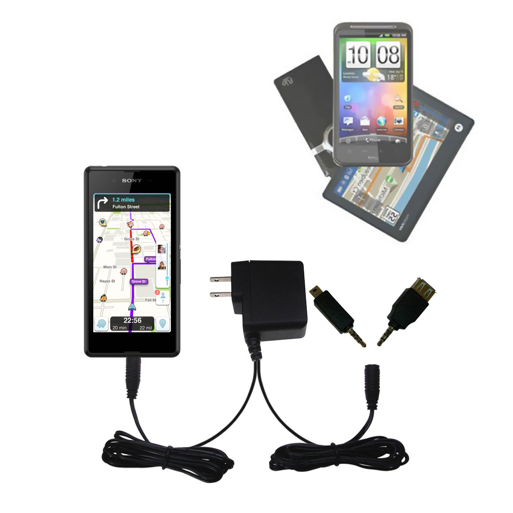 Double Wall Home Charger with tips including compatible with the Sony Xperia E3