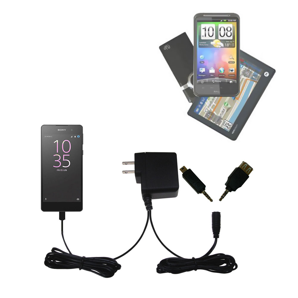 Double Wall Home Charger with tips including compatible with the Sony Xperia E5