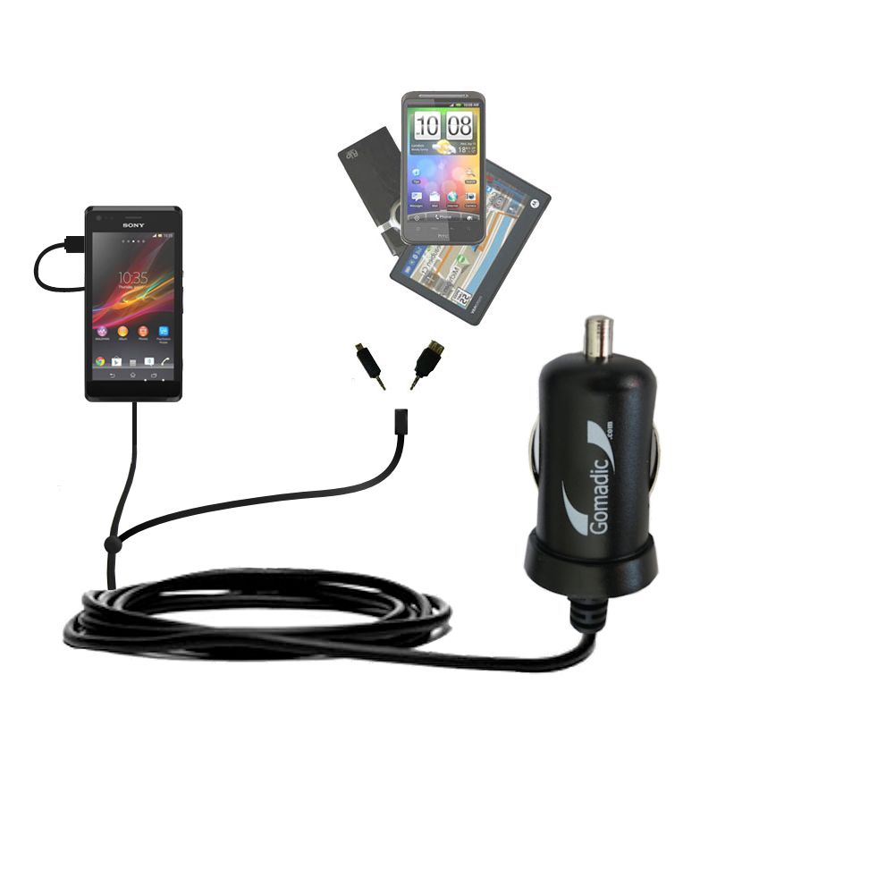 mini Double Car Charger with tips including compatible with the Sony Xperia M