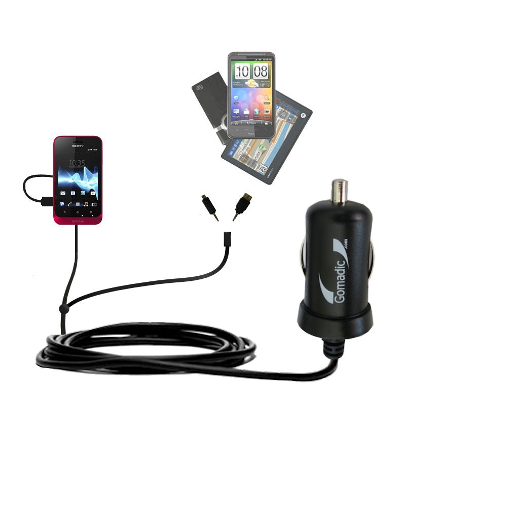mini Double Car Charger with tips including compatible with the Sony Xperia Tipo Dual