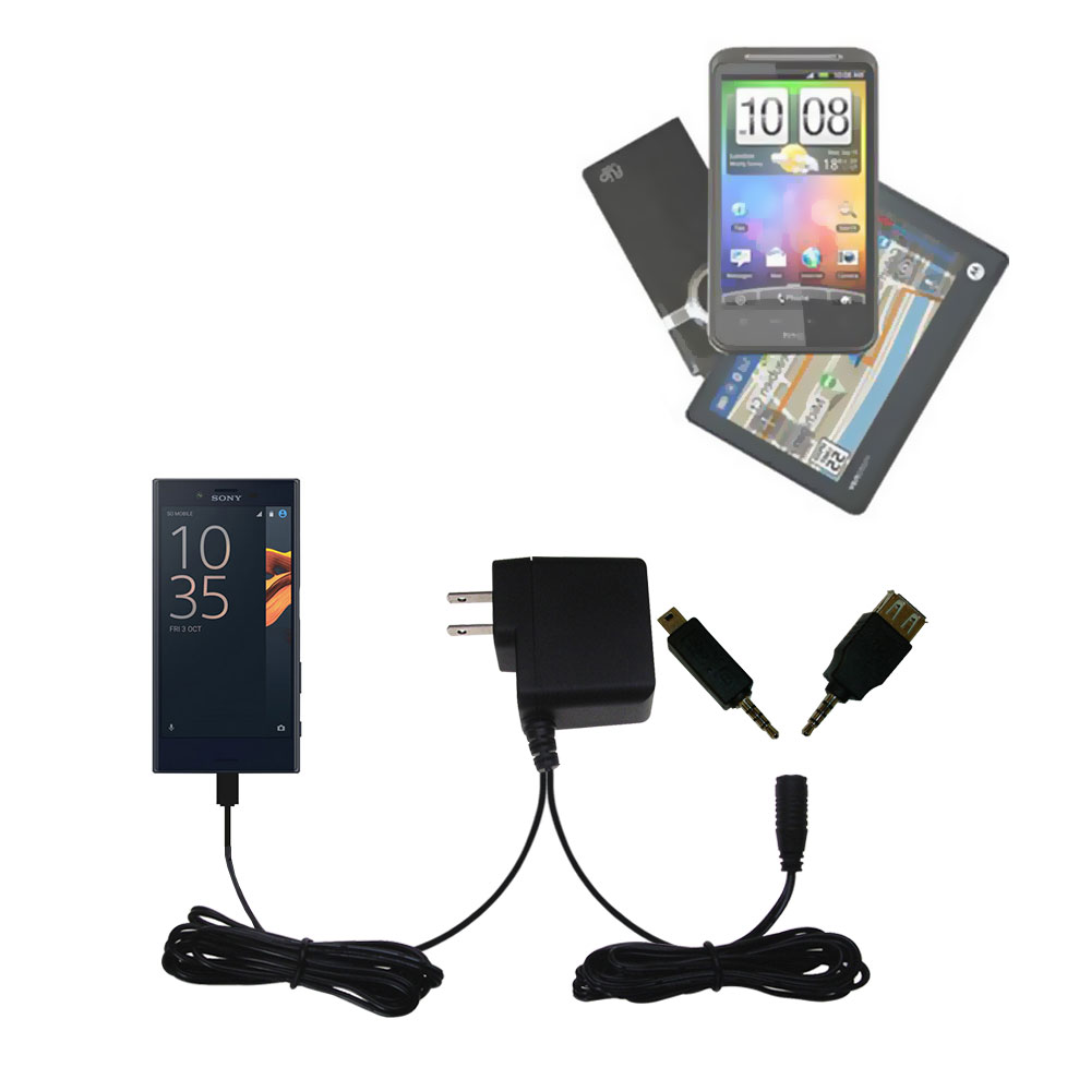 Double Wall Home Charger with tips including compatible with the Sony Xperia X Compact