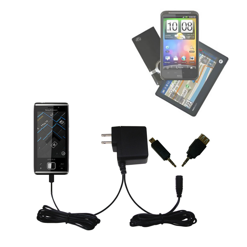 Double Wall Home Charger with tips including compatible with the Sony Xperia X2