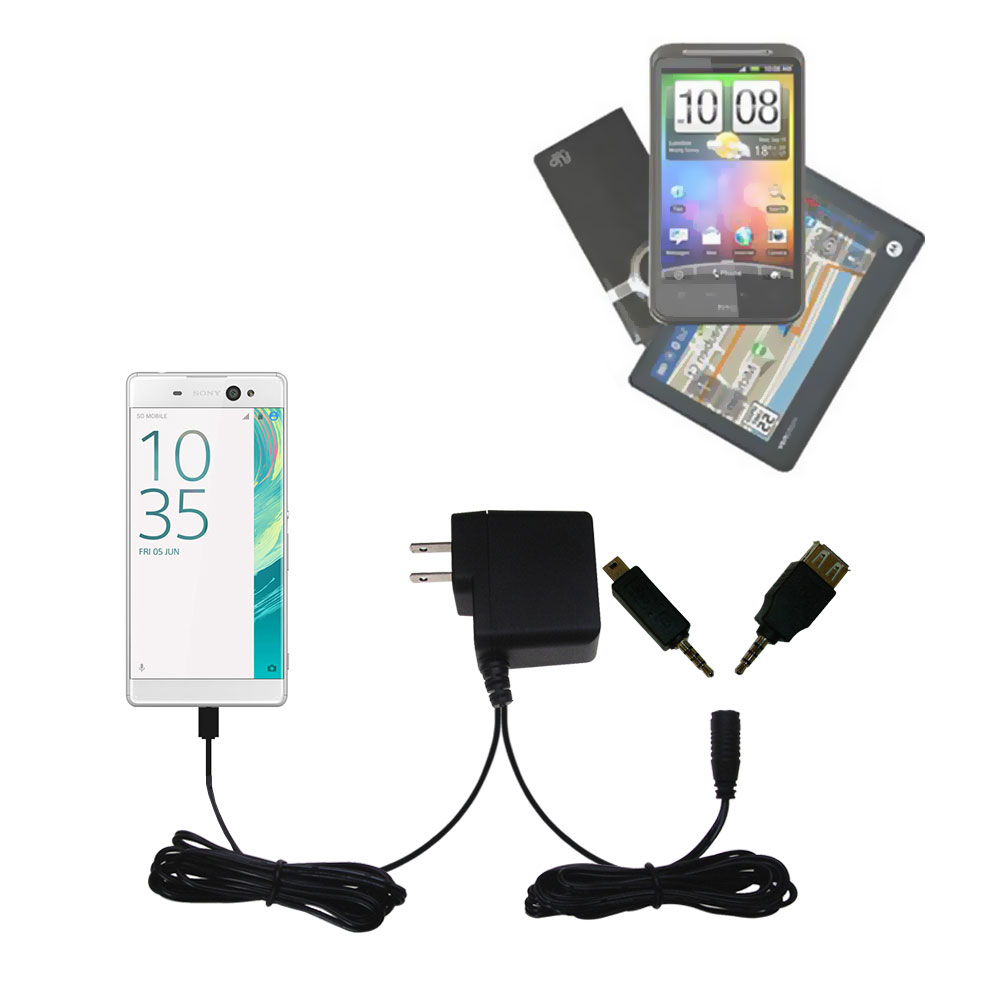 Double Wall Home Charger with tips including compatible with the Sony Xperia XA Ultra