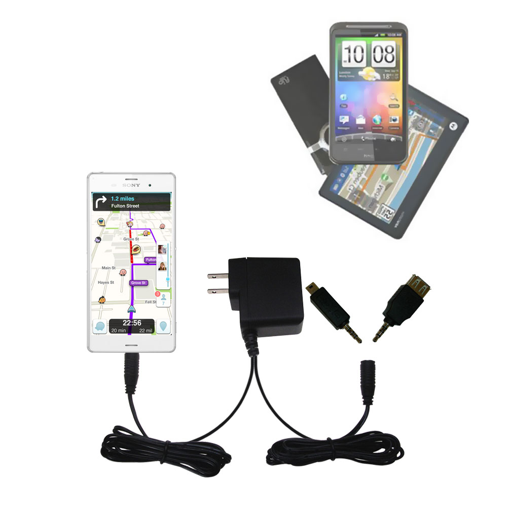 Double Wall Home Charger with tips including compatible with the Sony Xperia Z3 Compact